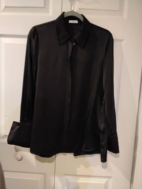 Luxurious Black Silk Button Down